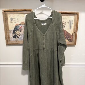 St. John's Bay Olive Long Sleeve Dress With Pockets